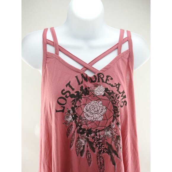 New Wonder Up Pink Lost In Dreams Dreamcatcher Tank Top Lace Hem XL 15 17 Boho - Picture 6 of 8